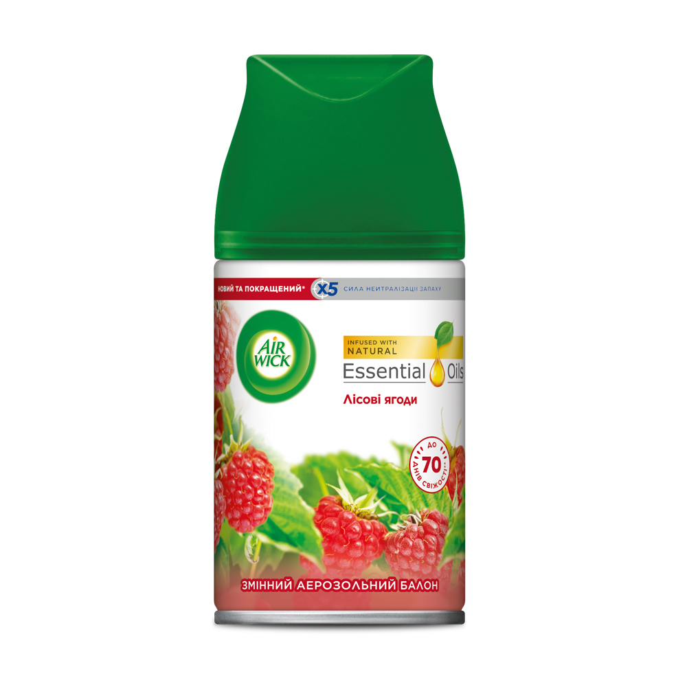 Змінний балон до автоматичного аерозольного освіжувача повітря Air Wick Freshmatic Red Berries Лісові ягоди, 250 мл